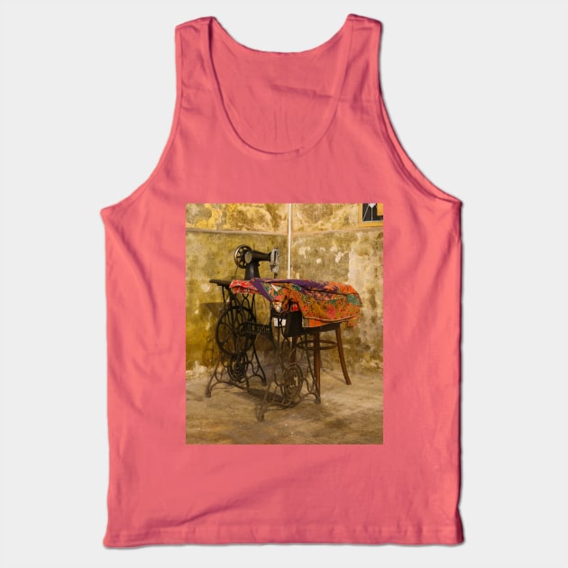 Old sewing machine in a vintage room Tank Top by kall3bu